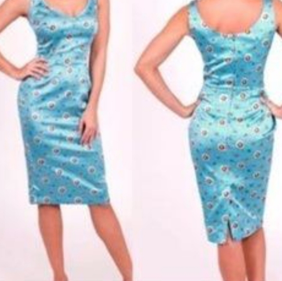 Bettie Page Dresses & Skirts - Bettie Page By Tatyana Blue Floral Dress